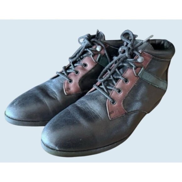 Vintage DANEXX Lace Up Booties 80s / 90s Black Green Burgundy Size. 6.5 - Picture 1 of 8